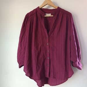 Anthropologie Burgundy Button Down Shirt